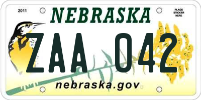 NE license plate ZAA042