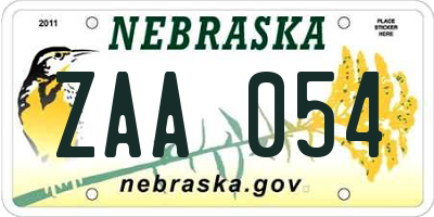 NE license plate ZAA054