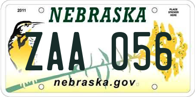 NE license plate ZAA056