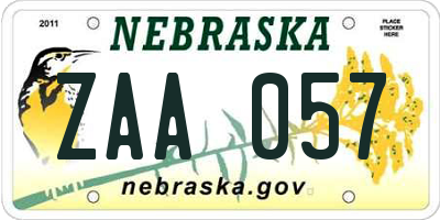 NE license plate ZAA057