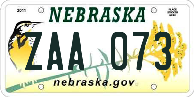 NE license plate ZAA073