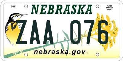 NE license plate ZAA076