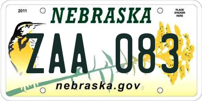 NE license plate ZAA083