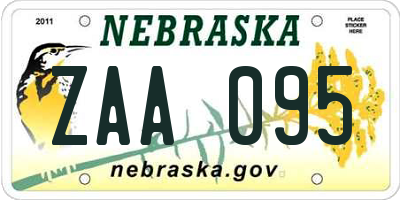 NE license plate ZAA095