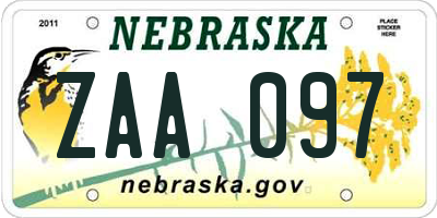 NE license plate ZAA097