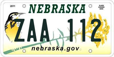 NE license plate ZAA112
