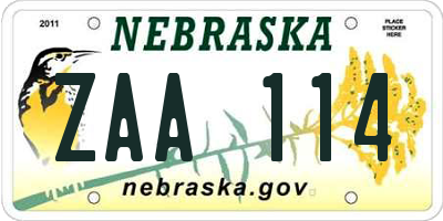 NE license plate ZAA114