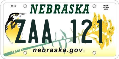 NE license plate ZAA121