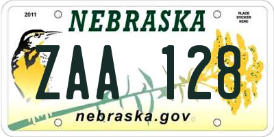 NE license plate ZAA128