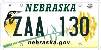 NE license plate ZAA130