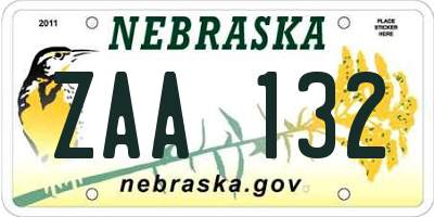 NE license plate ZAA132