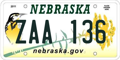 NE license plate ZAA136