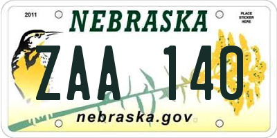 NE license plate ZAA140
