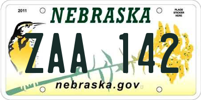 NE license plate ZAA142