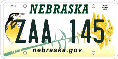 NE license plate ZAA145