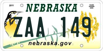 NE license plate ZAA149