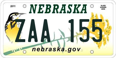 NE license plate ZAA155