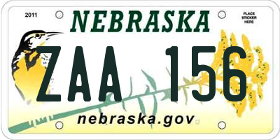 NE license plate ZAA156