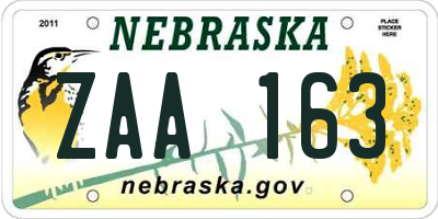 NE license plate ZAA163