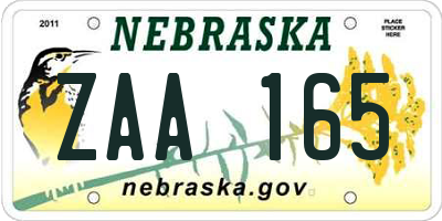 NE license plate ZAA165