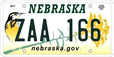 NE license plate ZAA166