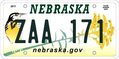 NE license plate ZAA171