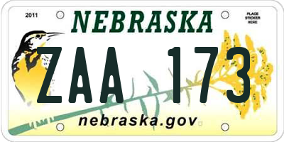 NE license plate ZAA173