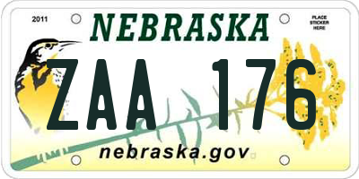 NE license plate ZAA176