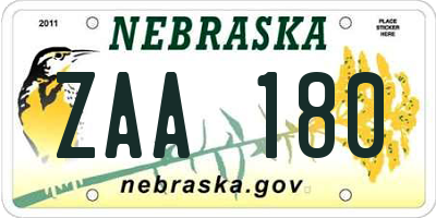 NE license plate ZAA180