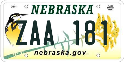 NE license plate ZAA181