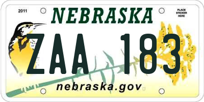 NE license plate ZAA183