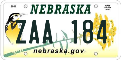 NE license plate ZAA184