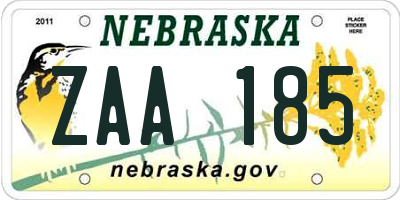 NE license plate ZAA185