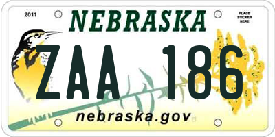 NE license plate ZAA186