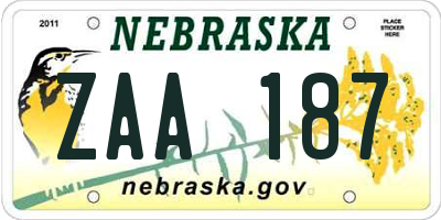 NE license plate ZAA187