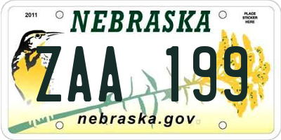 NE license plate ZAA199