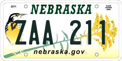 NE license plate ZAA211