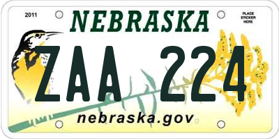 NE license plate ZAA224
