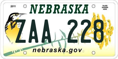 NE license plate ZAA228