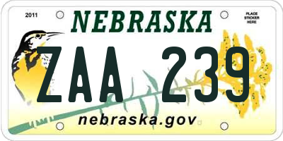 NE license plate ZAA239