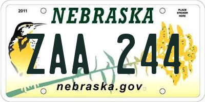 NE license plate ZAA244