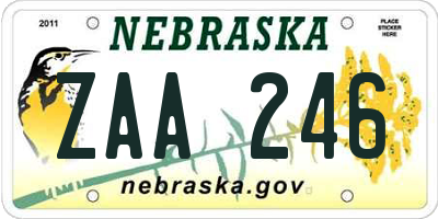 NE license plate ZAA246