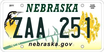 NE license plate ZAA251