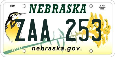 NE license plate ZAA253
