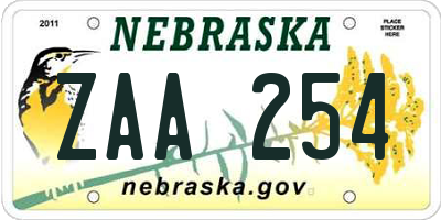 NE license plate ZAA254