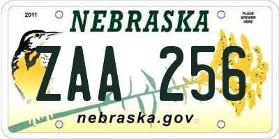 NE license plate ZAA256