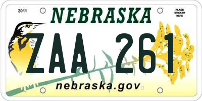 NE license plate ZAA261