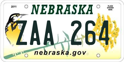 NE license plate ZAA264