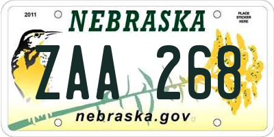 NE license plate ZAA268
