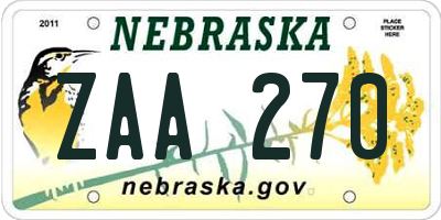 NE license plate ZAA270